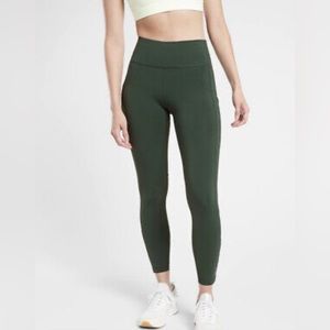 Athleta Ultimate Run 7/8 Tight, L, Seaweed Green
